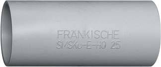 Graues PVC-Rohrstück mit der Aufschrift 'FRÄNKISCHE S/VS-KU-E-40 25'.