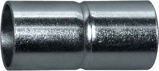 Metallrohrverbinder mit einer zentralen Krümmung, glänzende Oberfläche, zylindrisch, wird zur Verbindung von Rohren verwendet.