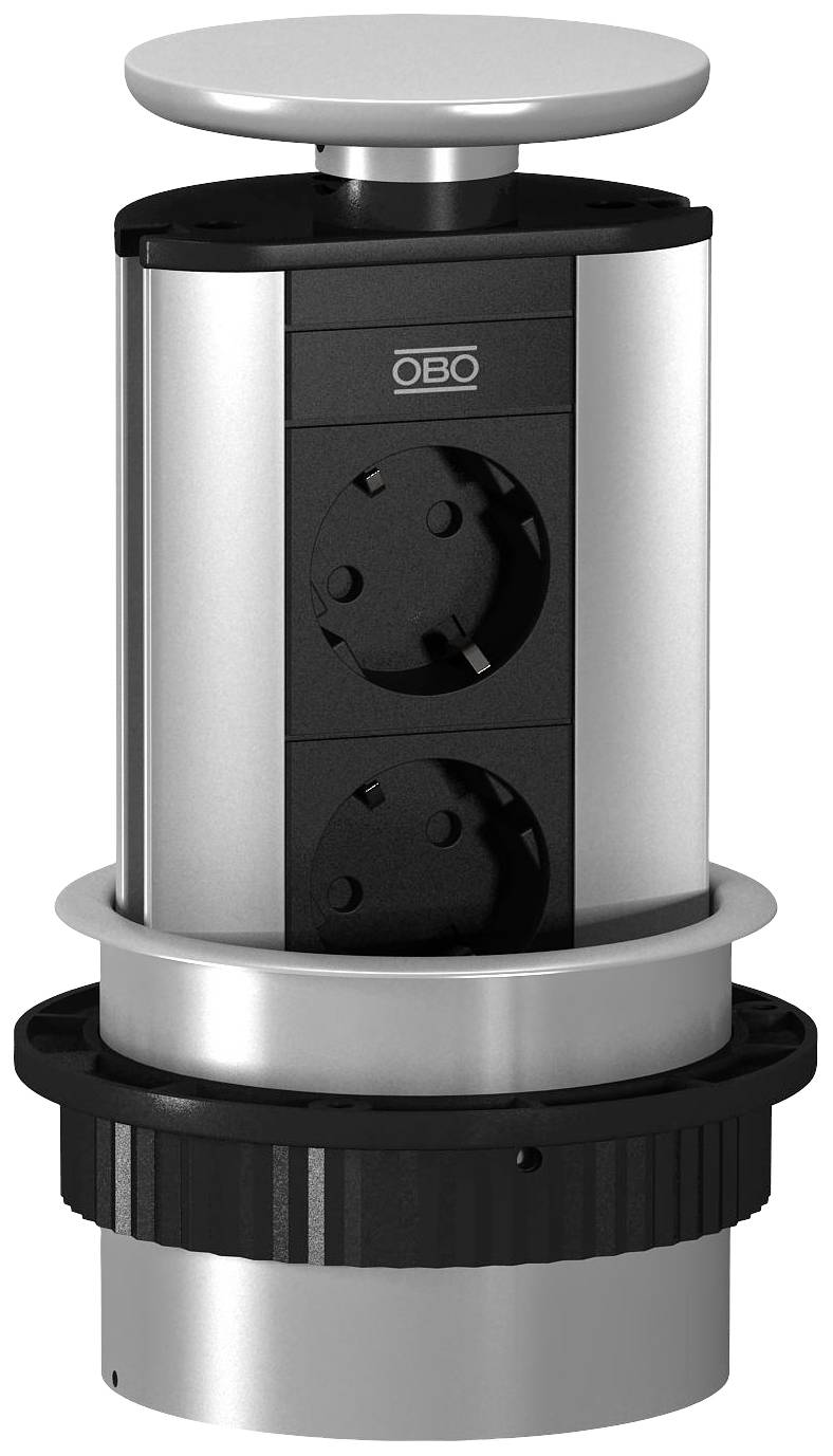 OBO Bettermann 6116854 Tischsteckdose Silber Schutzkontakt