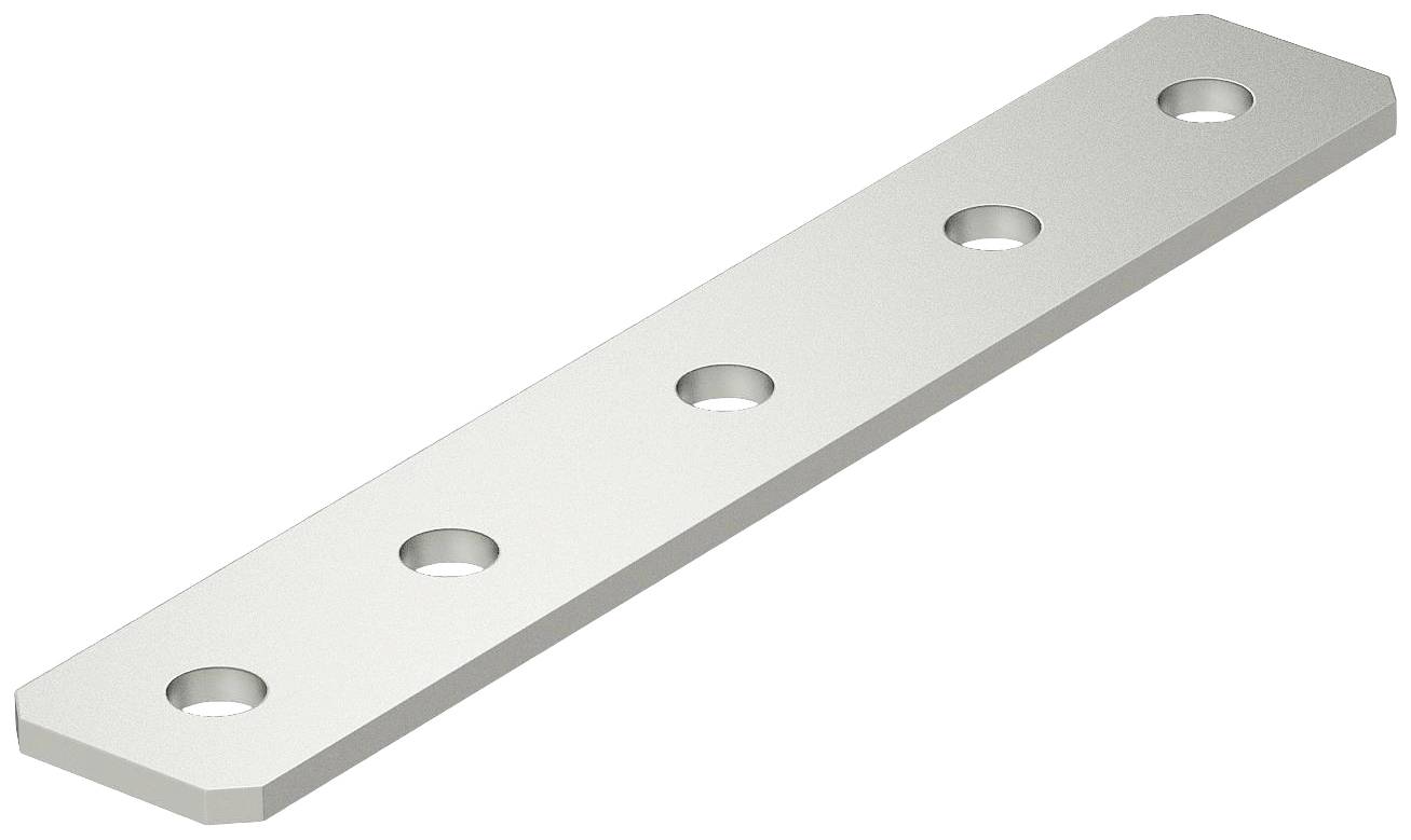 Metallwinkel mit fünf Bohrlöchern gleichmäßig verteilt entlang der Fläche, geeignet für Bau- oder Montagezwecke.