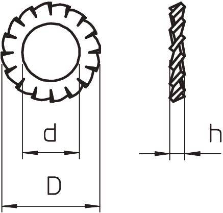 OBO Bettermann DIN 6798A M6G 3404064 Fächerscheibe Innen-Durchmesser: 6.4mm M6 DIN 6798 Stahl 100St.