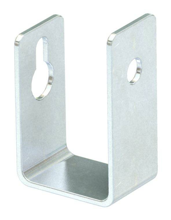 Metallwinkelhalterung mit zwei runden Löchern und einer langen Öffnung zur Wandmontage oder als Trägerbefestigung.