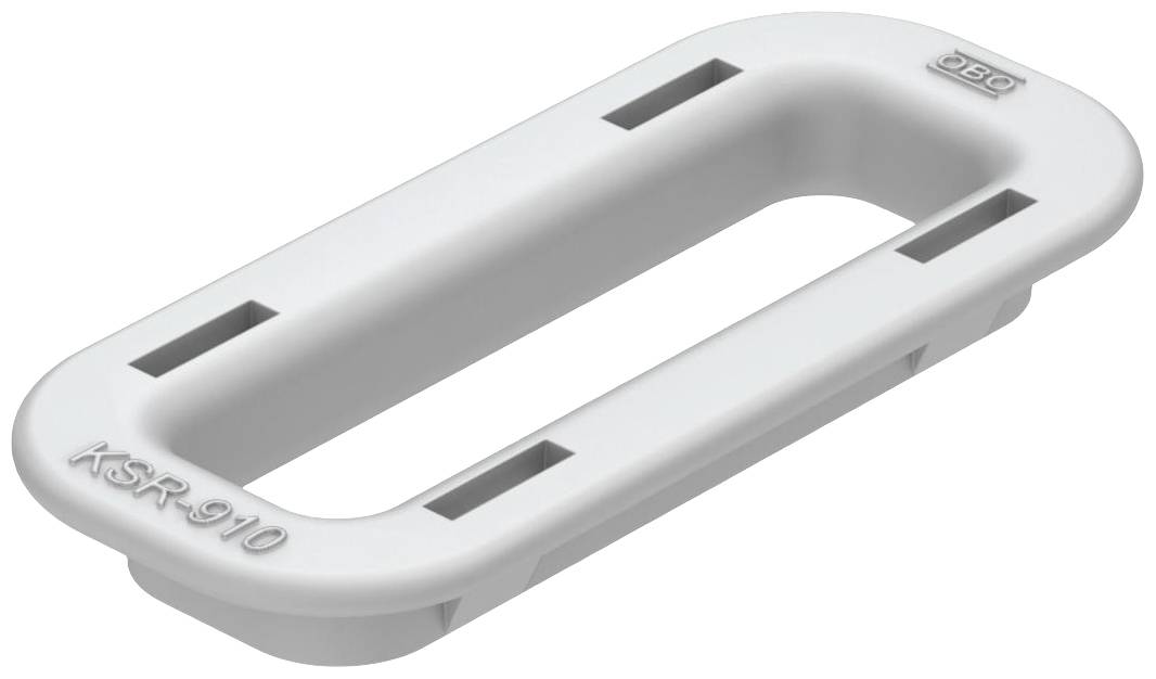 Weiße, rechteckige Kunststoffhalterung mit abgerundeten Ecken und der Kennzeichnung 'KSR-910'.