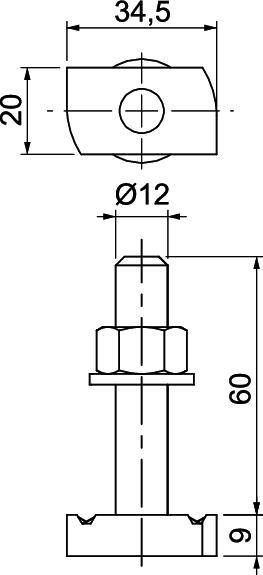 OBO Bettermann MS41HB M12x60 ZL 1148338 Hammerkopfschraube 35mm Stahl 25St.