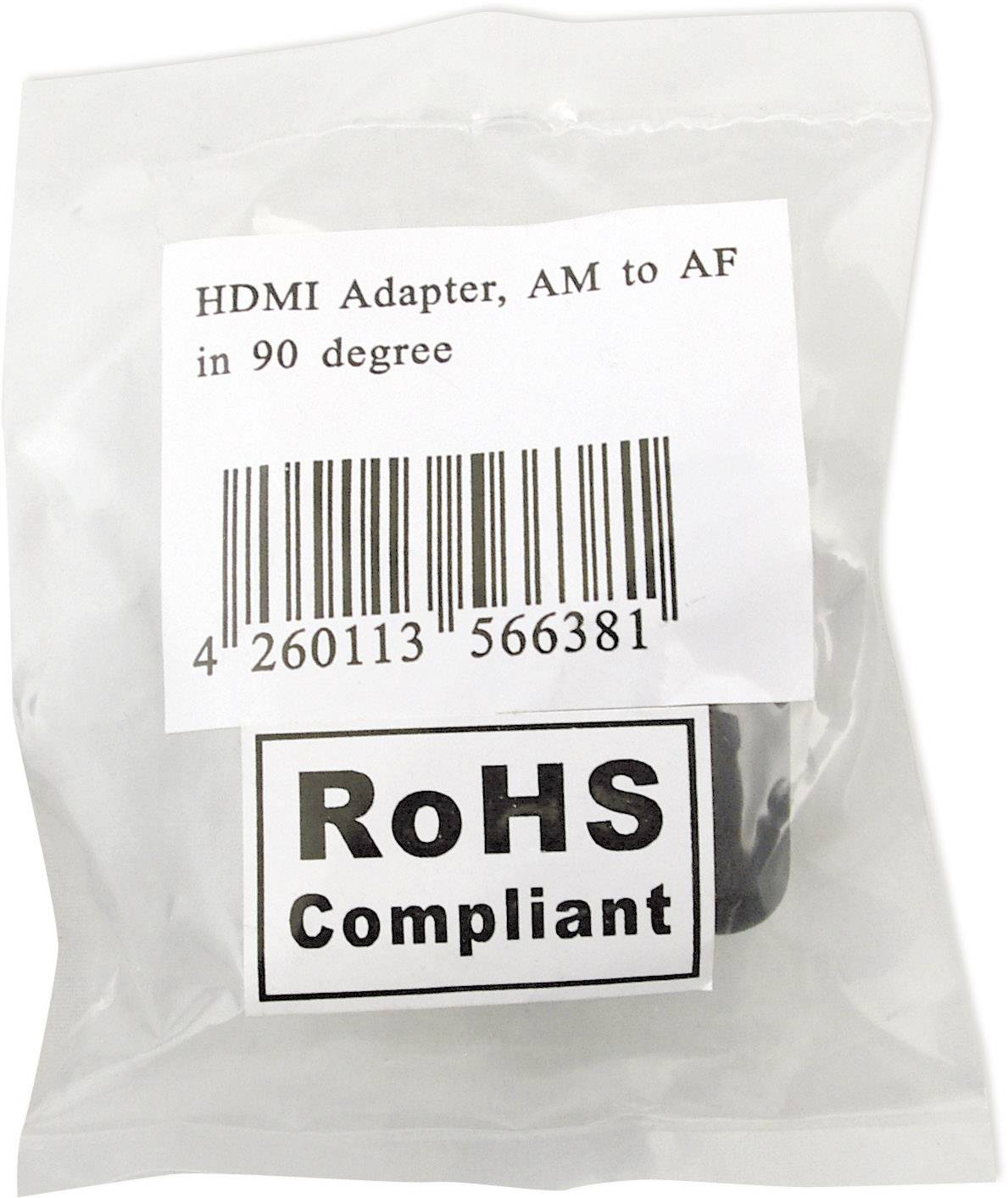 LogiLink AH0005 HDMI Adapter [1x HDMI-Stecker - 1x HDMI-Buchse] Schwarz 90° nach links gewinkelt