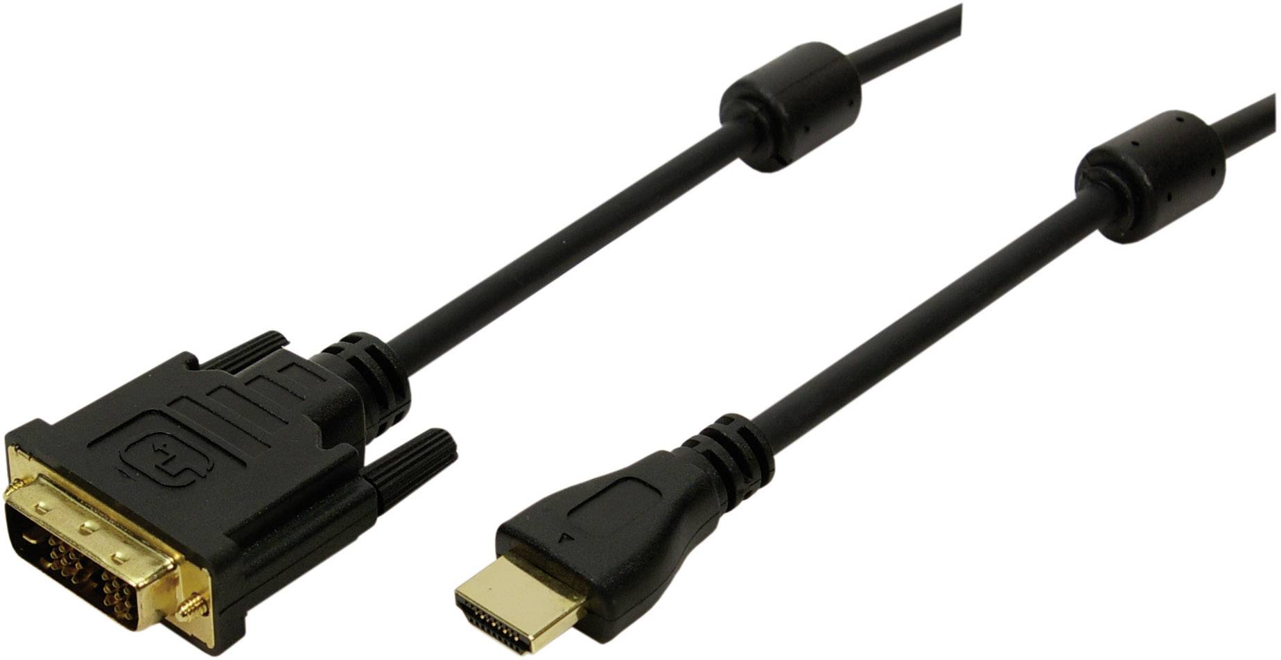 LogiLink HDMI / DVI Adapterkabel HDMI-A Stecker, DVI-D 18+1pol. Stecker 2.00m Schwarz CH0004 HDMI-Kabel