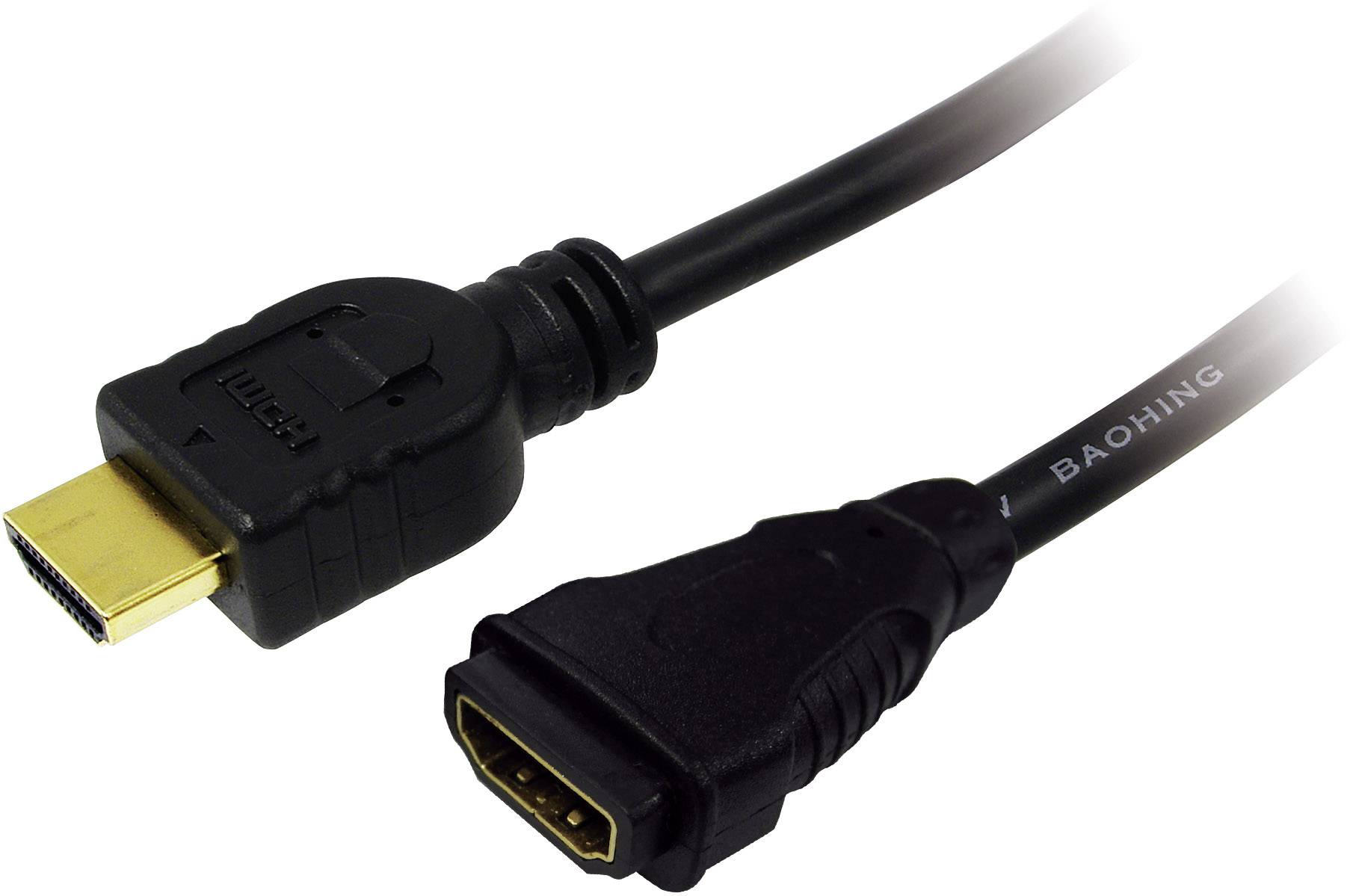 HDMI-Kabel mit einem Steckverbinder und einer Buchse, zeigt die Anschlüsse und Kabelstrukturen.