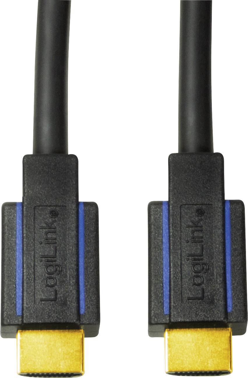 Zwei schwarze HDMI-Kabel mit vergoldeten Anschlusssteckern und blauen Markierungen, die nebeneinander liegen.