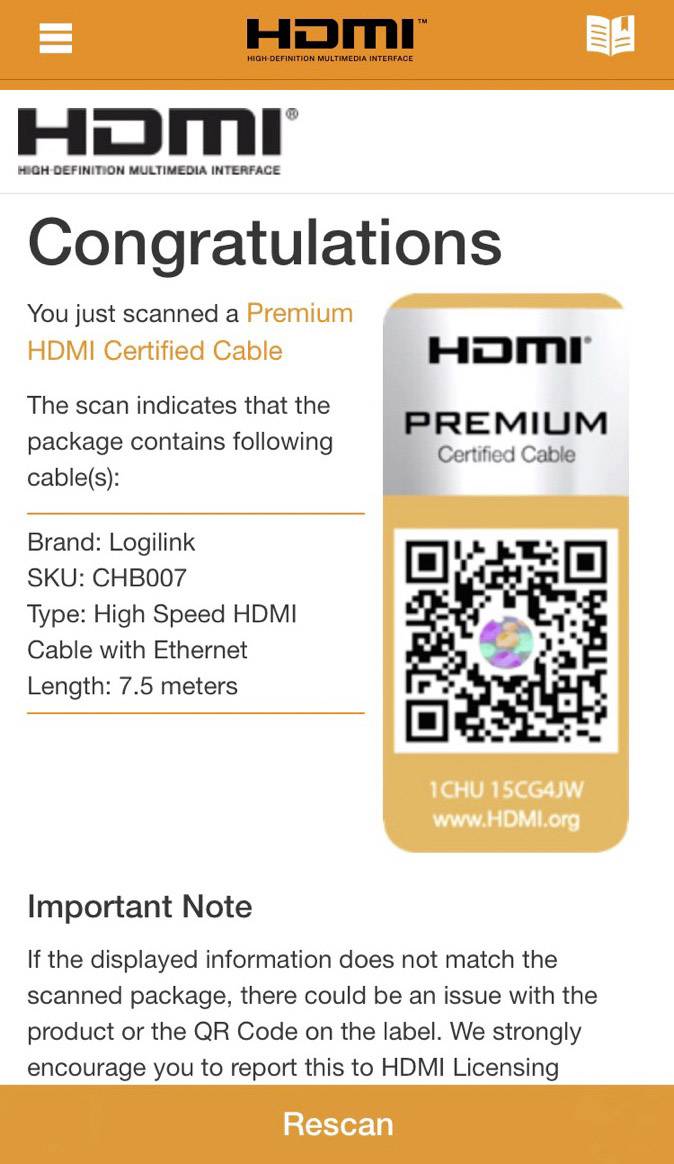 LogiLink HDMI Anschlusskabel HDMI-A Stecker, HDMI-A Stecker 7.50 m Schwarz CHB007 4K UHD HDMI-Kabel