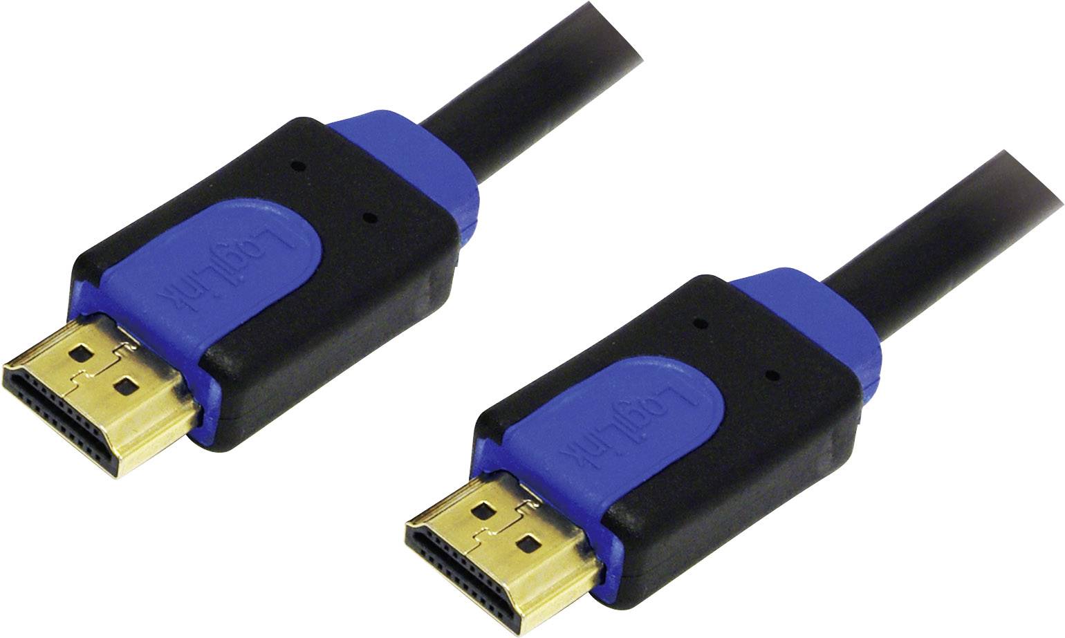 Zwei schwarze HDMI-Kabel mit blauen Steckern und goldenen Anschlüssen liegen nebeneinander.