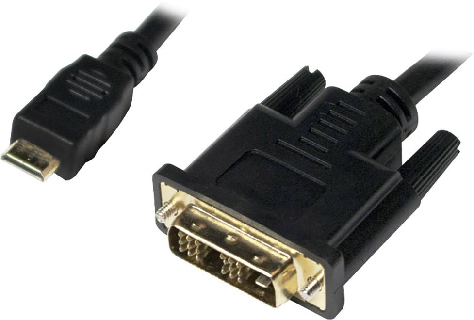 LogiLink HDMI / DVI Adapterkabel HDMI-Mini-C Stecker, DVI-D 18+1pol. Stecker 2.00 m Schwarz CHM004 HDMI-Kabel