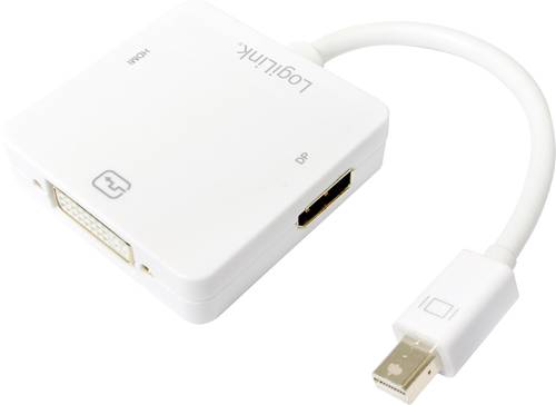 Image of LogiLink CV0045A Adapter [1x Mini-DisplayPort Stecker - 1x DVI-Buchse 24+5pol., HDMI-Buchse] Weiß 1