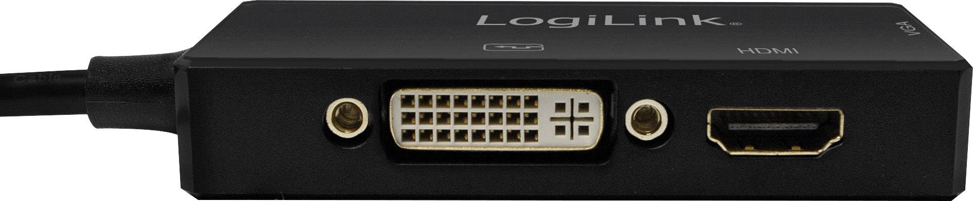 'LogiLink' Adapter mit DVI- und HDMI-Anschlüssen, geeignet zum Anschluss von Geräten mit verschiedenen Schnittstellen.