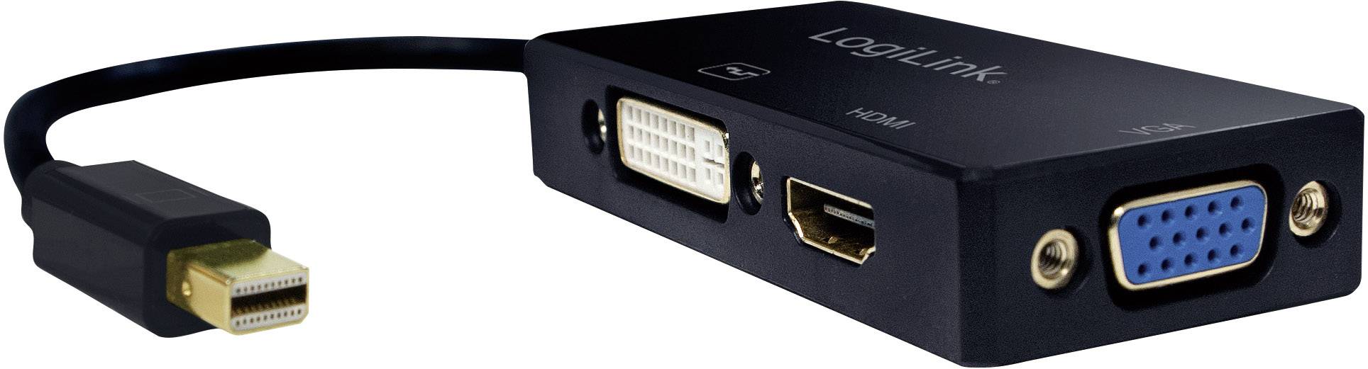 LogiLink CV0110 Adapter [1x Mini-DisplayPort Stecker - 1x DVI-Buchse 24+1pol., HDMI-Buchse, VGA-Buchse] Schwarz