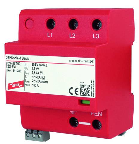 DEHN 941306 DSH B TNC 255 FM Kombiableiter Überspannungsschutz für: Verteilerschrank 22.5 kA 1 St.