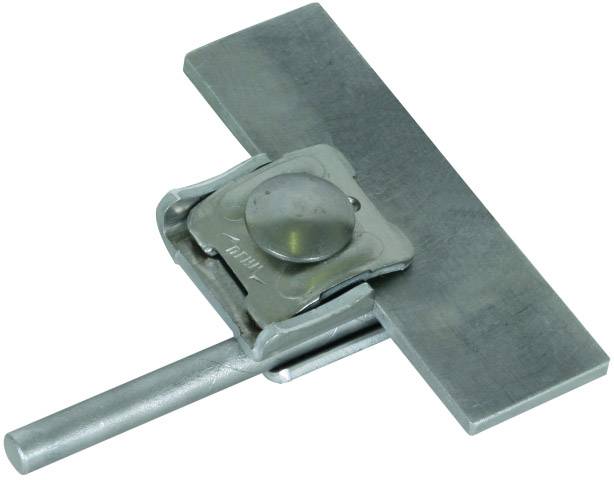 Metallischer Riegel oder Verschlussmechanismus mit rechteckiger Platte und Stange, genutzt für industrielle Anwendungen.