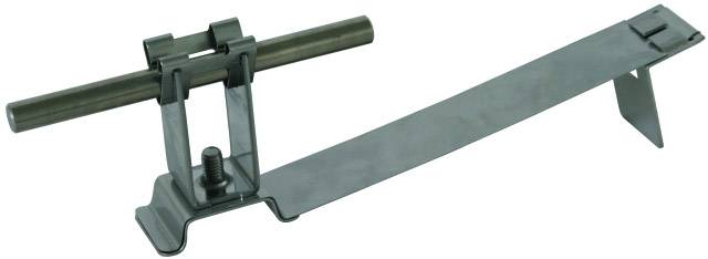 Metallwinkel mit Schraube und langer, flacher Lasche, vermutlich Teil eines Mechanismus zur Befestigung oder Justierung.