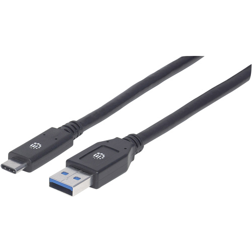 Manhattan USB-Kabel USB 3.2 Gen1 (USB 3.0 / USB 3.1 Gen1) USB-A Stecker, USB-C™ Stecker 3.00m Schwarz