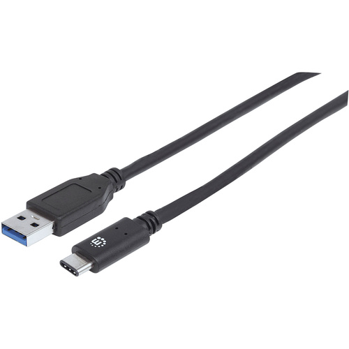 Manhattan USB-Kabel USB 3.2 Gen2 (USB 3.1 Gen2) USB-C® Stecker, USB-A Stecker 0.50m Schwarz 354639