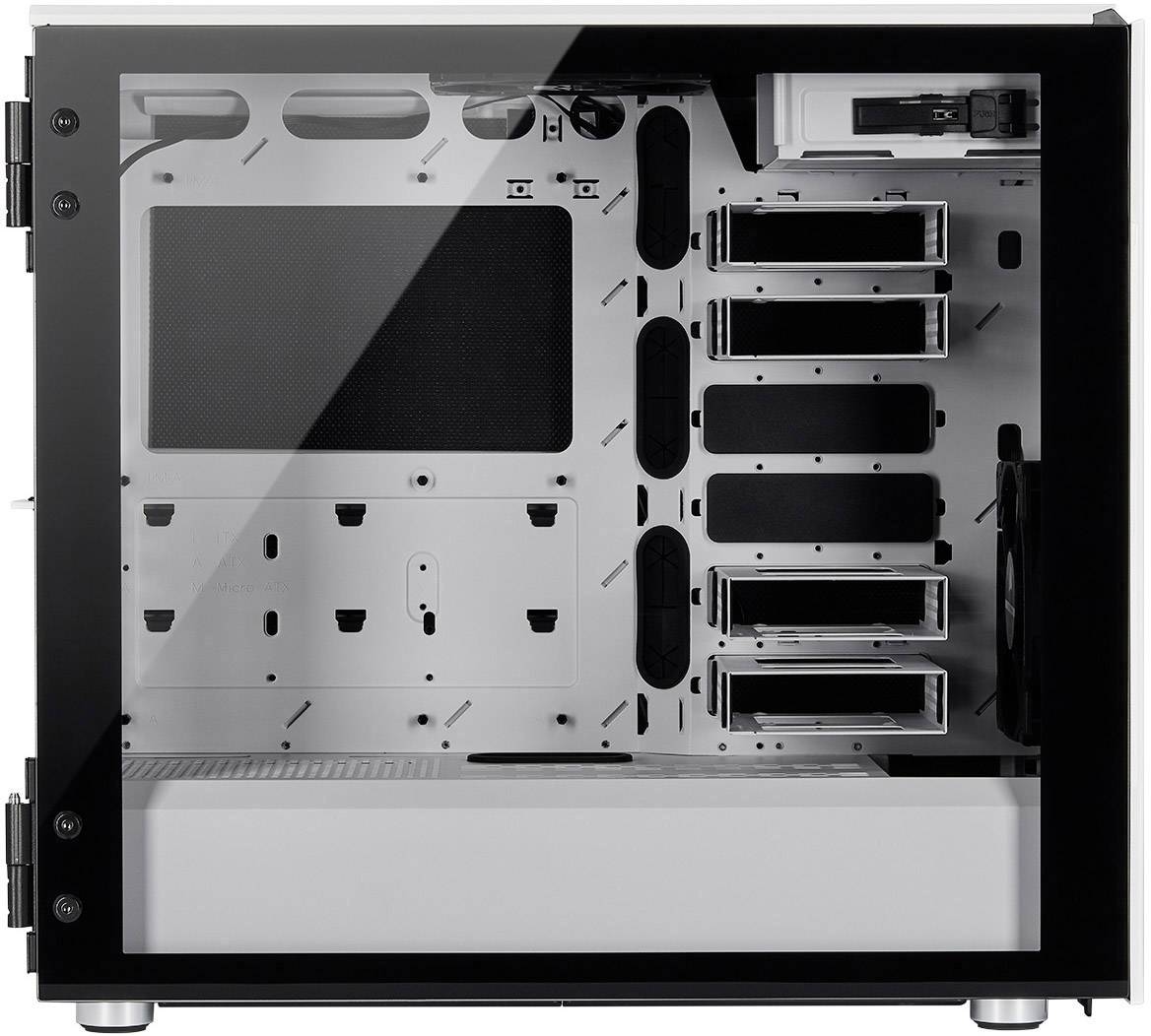 Corsair Carbide 678C Tempered Glass Midi-Tower PC-Gehäuse Weiß 3 vorinstallierte Lüfter, gedämmt, Seitenfenster, Staubfilter