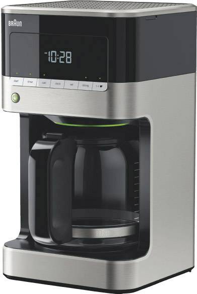 Braun PurAroma 7 KF 7120 Kaffeemaschine Edelstahl, Schwarz Fassungsvermögen Tassen=12 Timerfunktion, Glaskanne