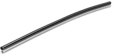 Zwei gebogene, parallel liegende Metallrohre, die vermutlich Teil eines mechanischen oder industriellen Systems sind.