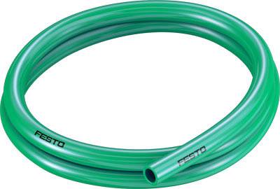 Grüner Schlauch in einem Ring, mit dem Aufdruck 'FESTO'. Geeignet für industrielle Anwendungen.