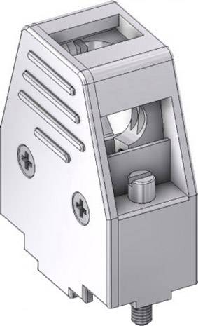 Illustration eines metallischen Anschlags mit Schraubgewinden und Rillen an den Seiten, passend für mechanische Konstruktionen.