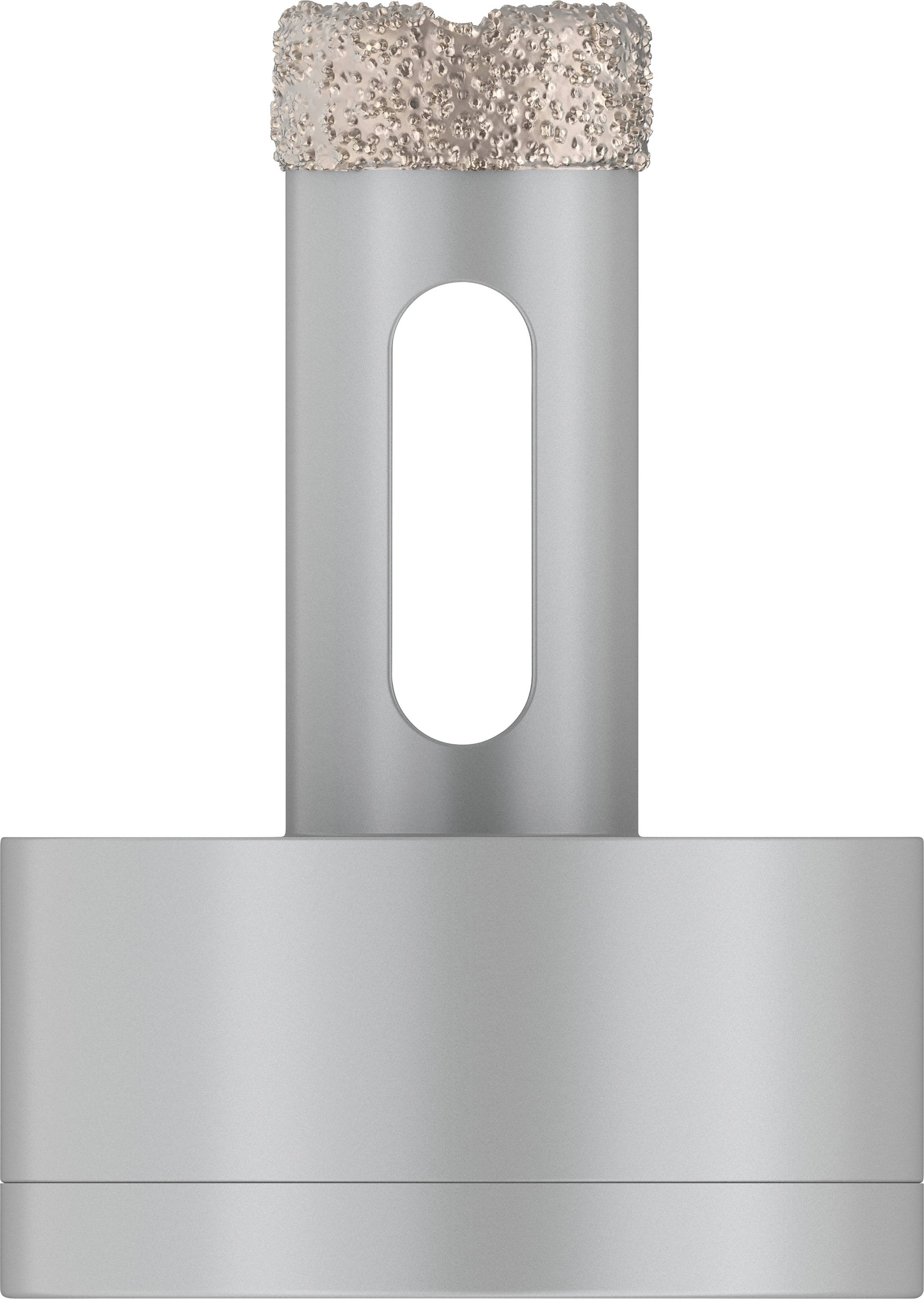 Ein zylinderförmiges silbernes Werkzeug mit einem strukturierten Kopf, wahrscheinlich für Schleif- oder Schneidearbeiten verwendet.