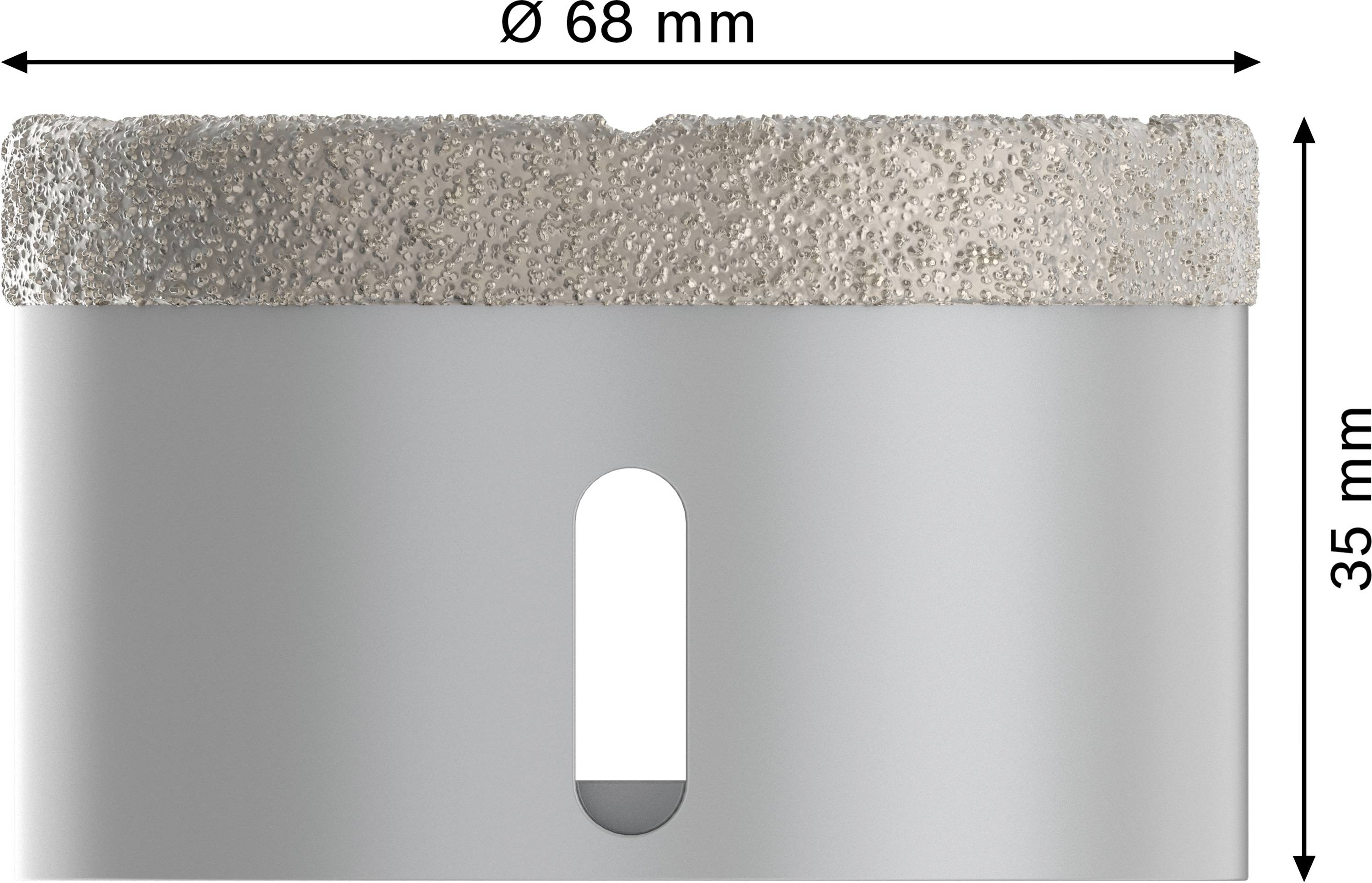 Diamantbohrkrone, Durchmesser 68 mm, Höhe 35 mm.