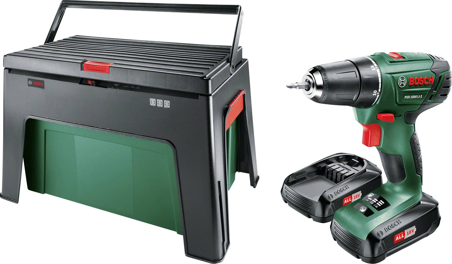 Bosch Home and Garden Akku-Bohrschrauber 18V 1.5Ah Li-Ion inkl. 2. Akku, inkl. Workbox