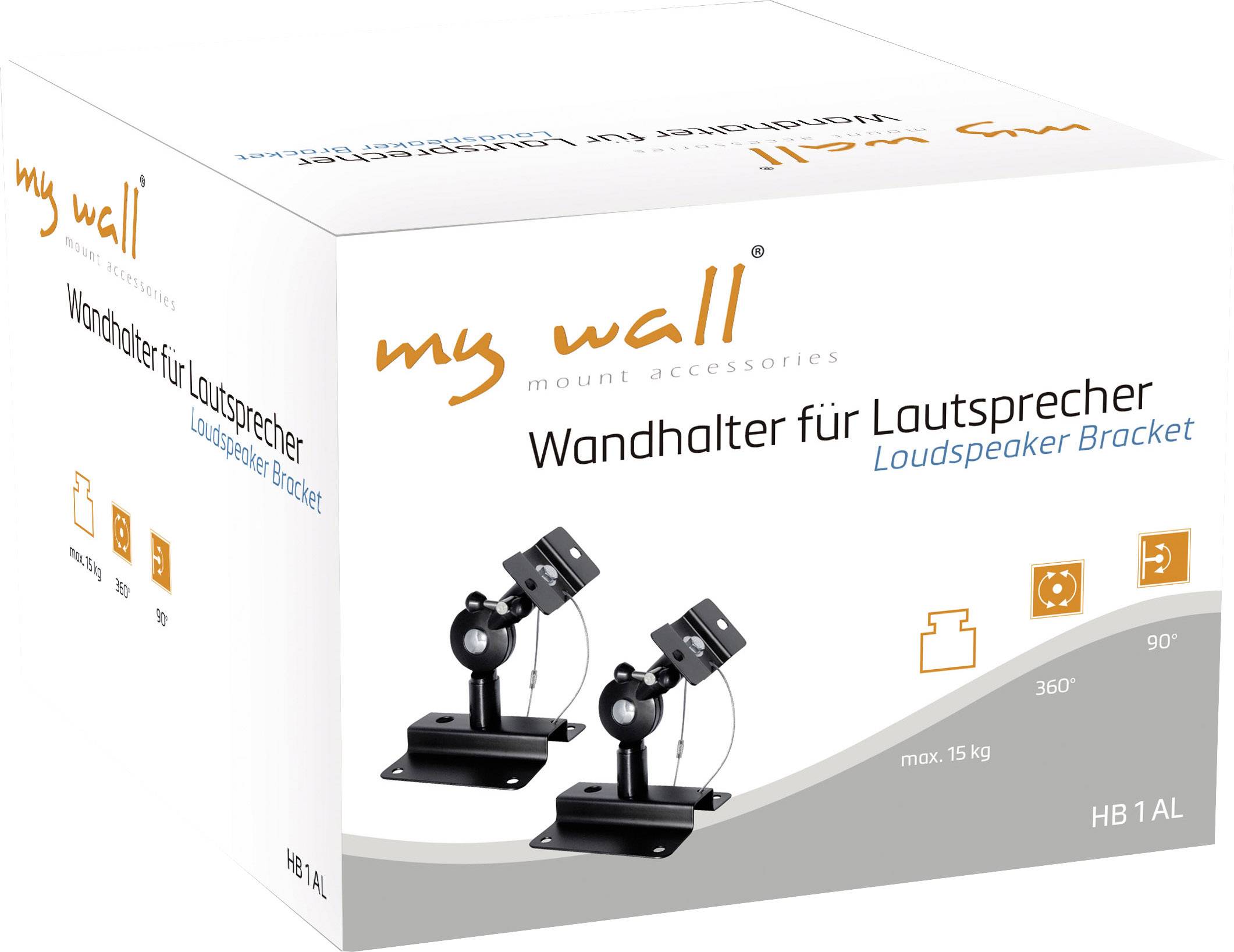 My Wall HB1AL Lautsprecher-Wandhalterung Drehbar, Neigbar Schwarz 2St.