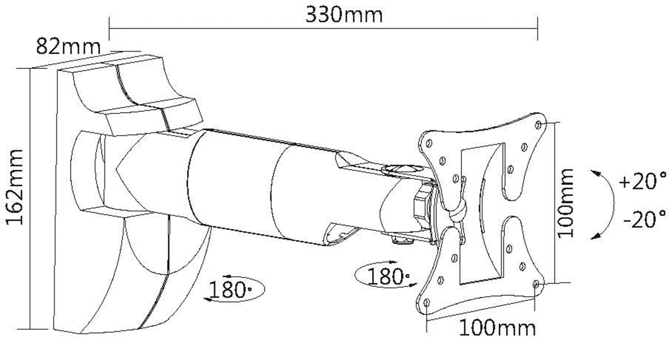 My Wall H9-4L TV-Wandhalterung Neigbar, Variabler Wandabstand 25,4cm (10") - 76,2cm (30") Neigbar+Schwenkbar