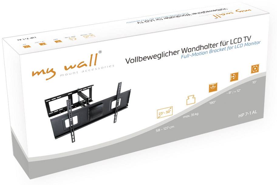 My Wall HP7-1AL TV-Wandhalterung Neigbar, Schwenkbar, Variabler Wandabstand 58,4cm (23") - 127,0cm (50") Drehbar