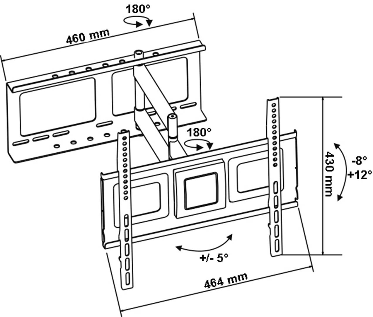 My Wall HP7-1AL TV-Wandhalterung Neigbar, Schwenkbar, Variabler Wandabstand 58,4cm (23") - 127,0cm (50") Drehbar