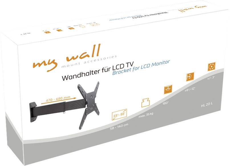 My Wall HL20L TV-Wandhalterung Ausziehbar, Neigbar, Schwenkbar, Variabler Wandabstand 58,4cm (23") - 139,7cm (55") Ausziehbar