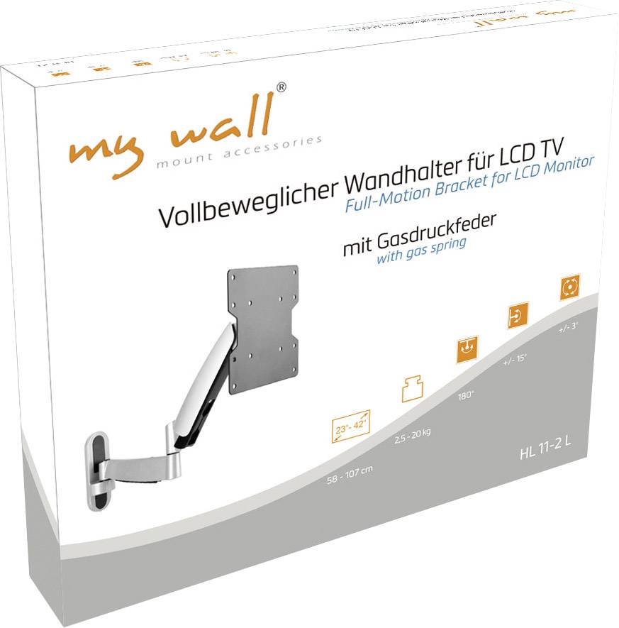My Wall HL11-2L TV-Wandhalterung Gasdruck-Technik, Neigbar, Schwenkbar, Variabler Wandabstand 58,4 cm (23") - 106,7 cm (42") Neigbar+Schwenkbar