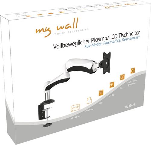 My Wall HL12-2L 1fach Monitor-Tischhalterung 33,0cm (13 ) - 68,6cm (27 ) Neigbar, Schwenkbar, Rotier