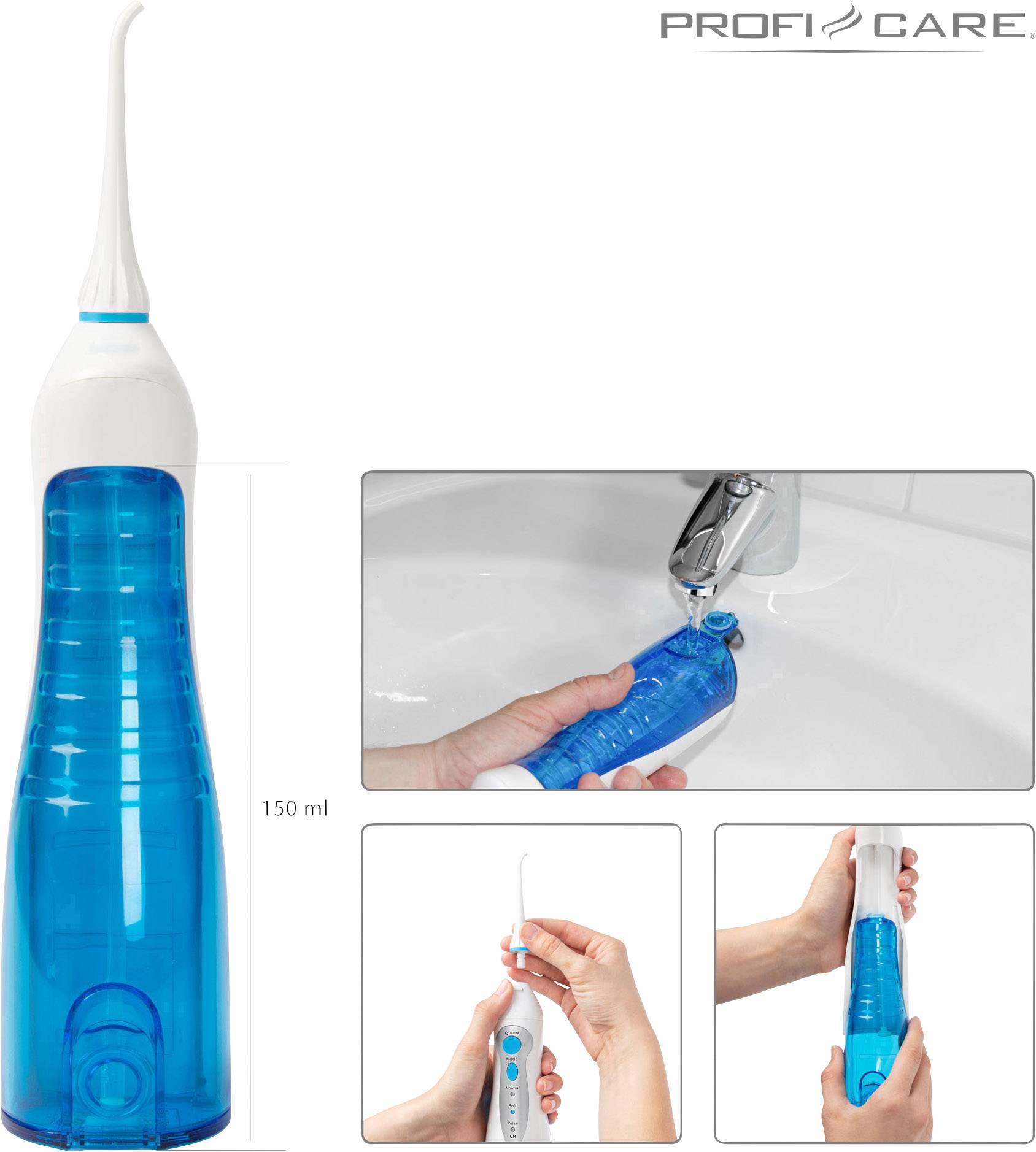 Profi-Care PC-DC 3031 330310 Elektrische Zahnbürste, Munddusche Schallzahnbürste Weiß