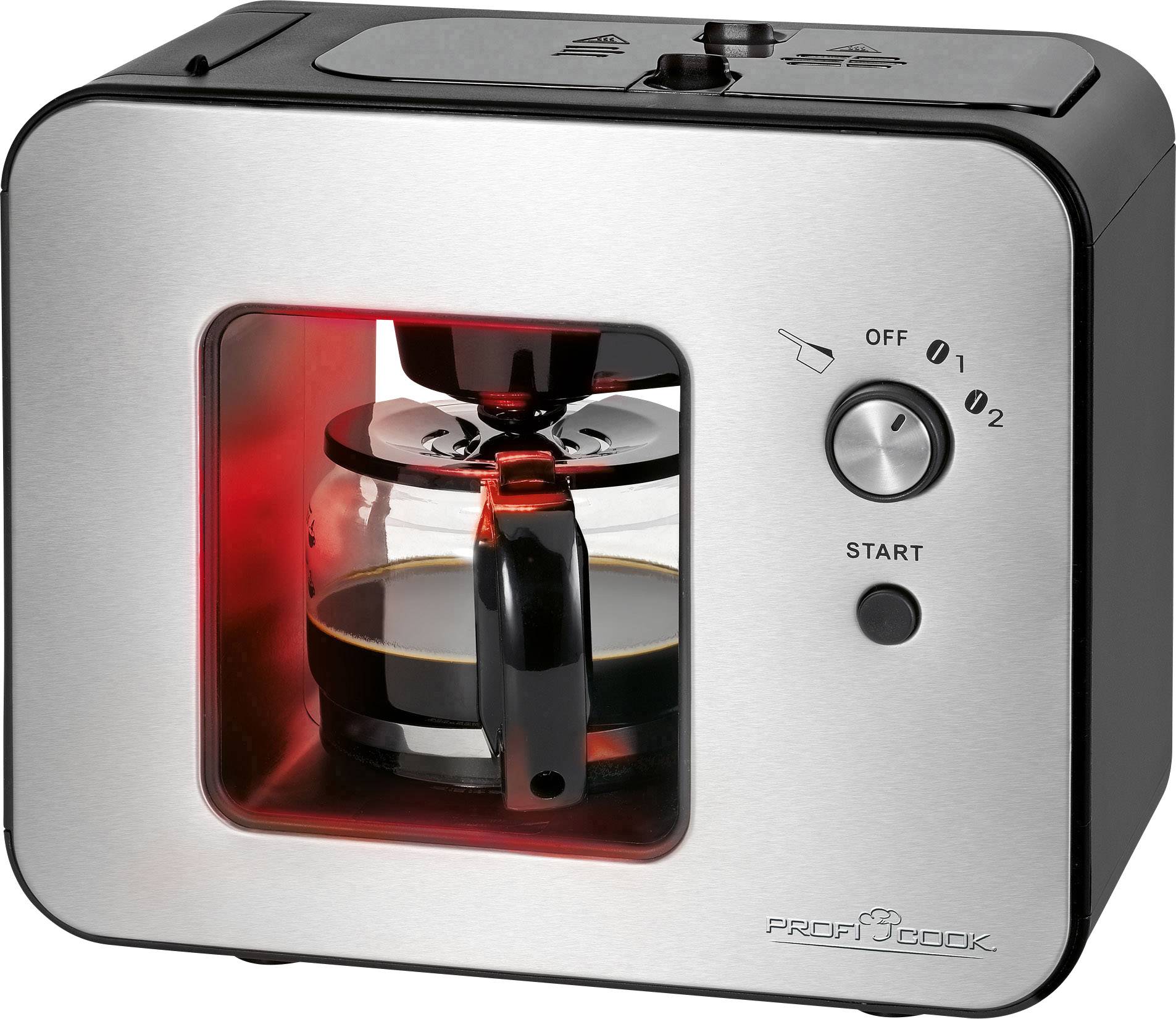 Profi Cook PC-KA 1152 Kaffeemaschine Edelstahl, Schwarz Fassungsvermögen Tassen=5 mit Mahlwerk