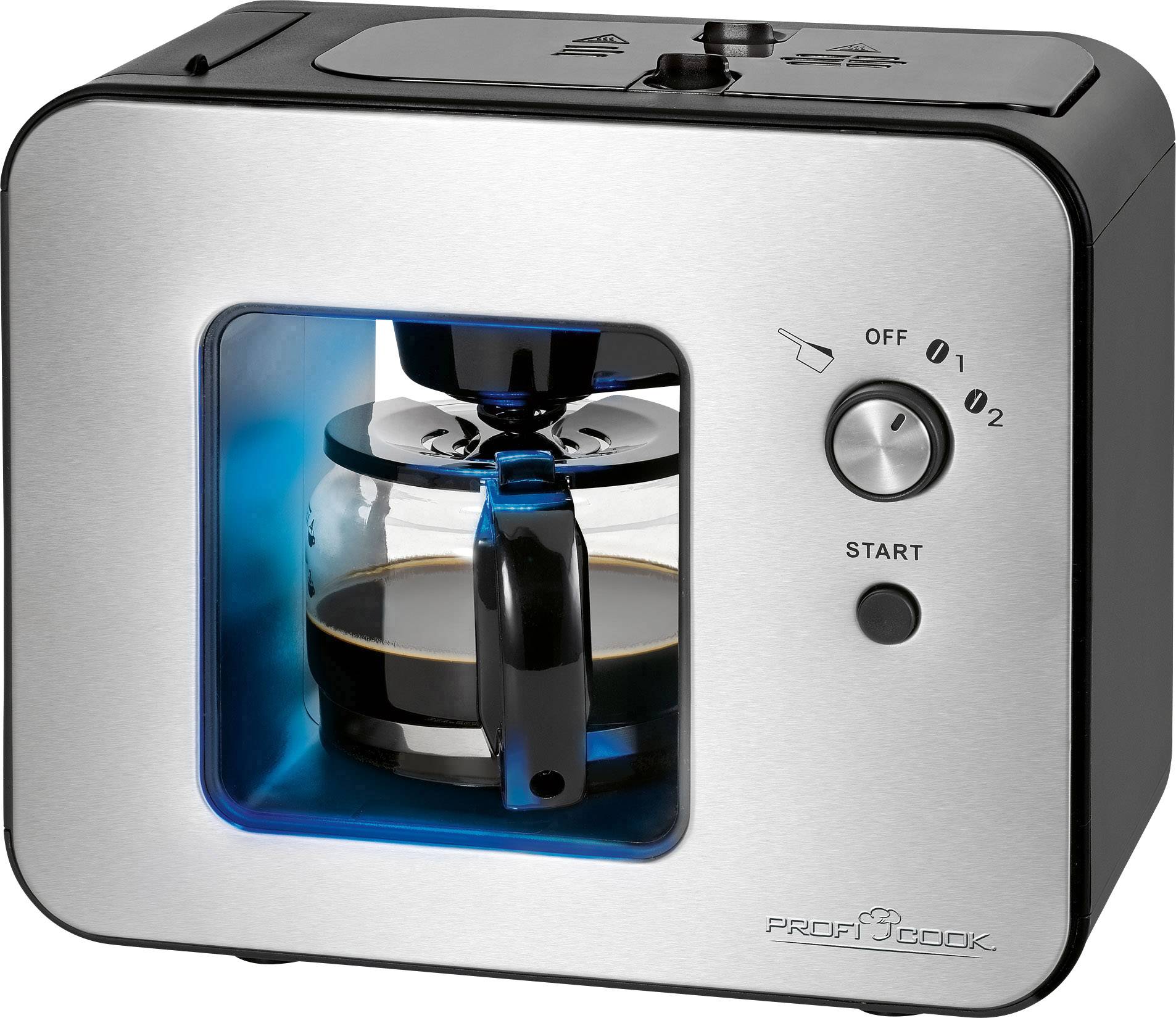 Profi Cook PC-KA 1152 Kaffeemaschine Edelstahl, Schwarz Fassungsvermögen Tassen=5 mit Mahlwerk