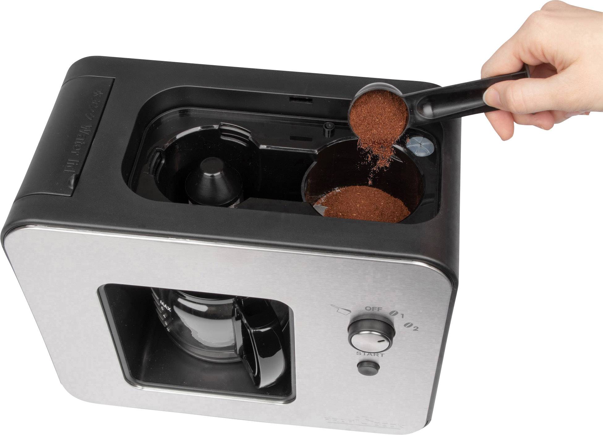 Profi Cook PC-KA 1152 Kaffeemaschine Edelstahl, Schwarz Fassungsvermögen Tassen=5 mit Mahlwerk