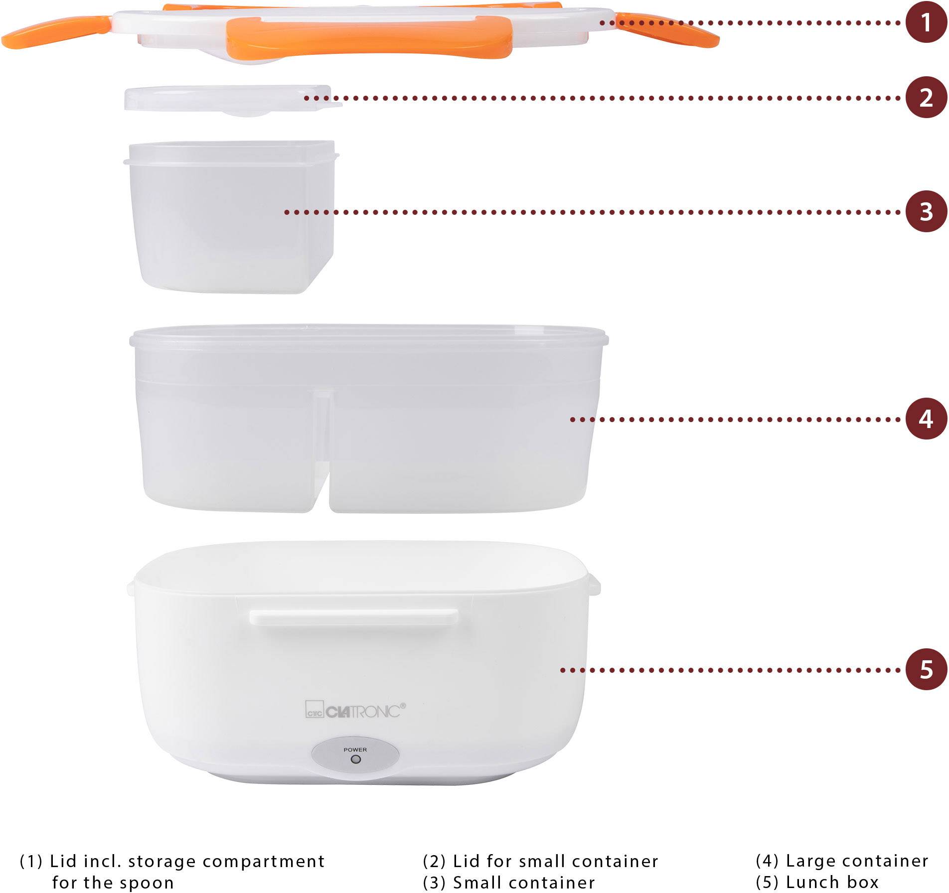 Clatronic LB 3719 263890 Elektrische Lunchbox Weiß, Orange