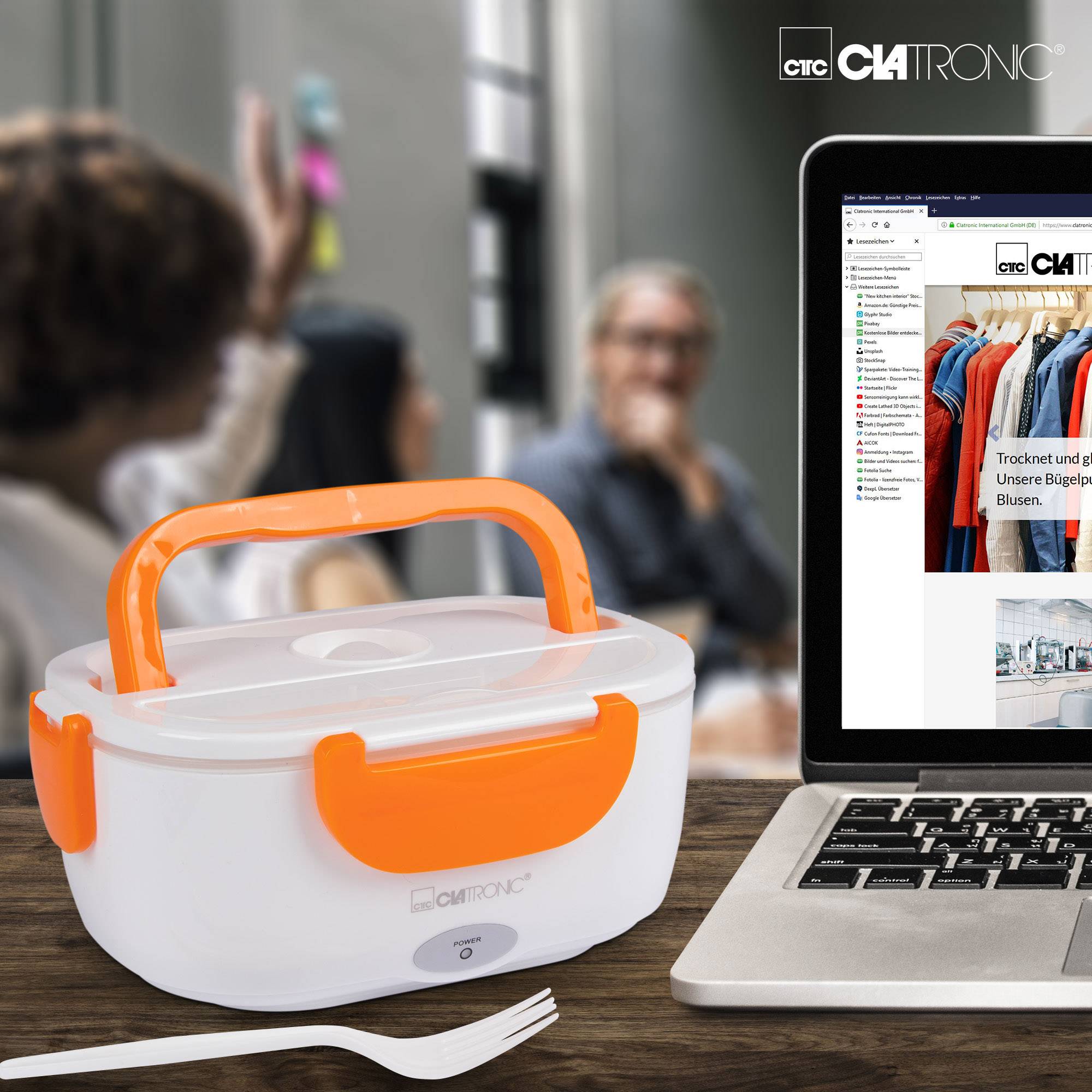 Clatronic LB 3719 263890 Elektrische Lunchbox Weiß, Orange