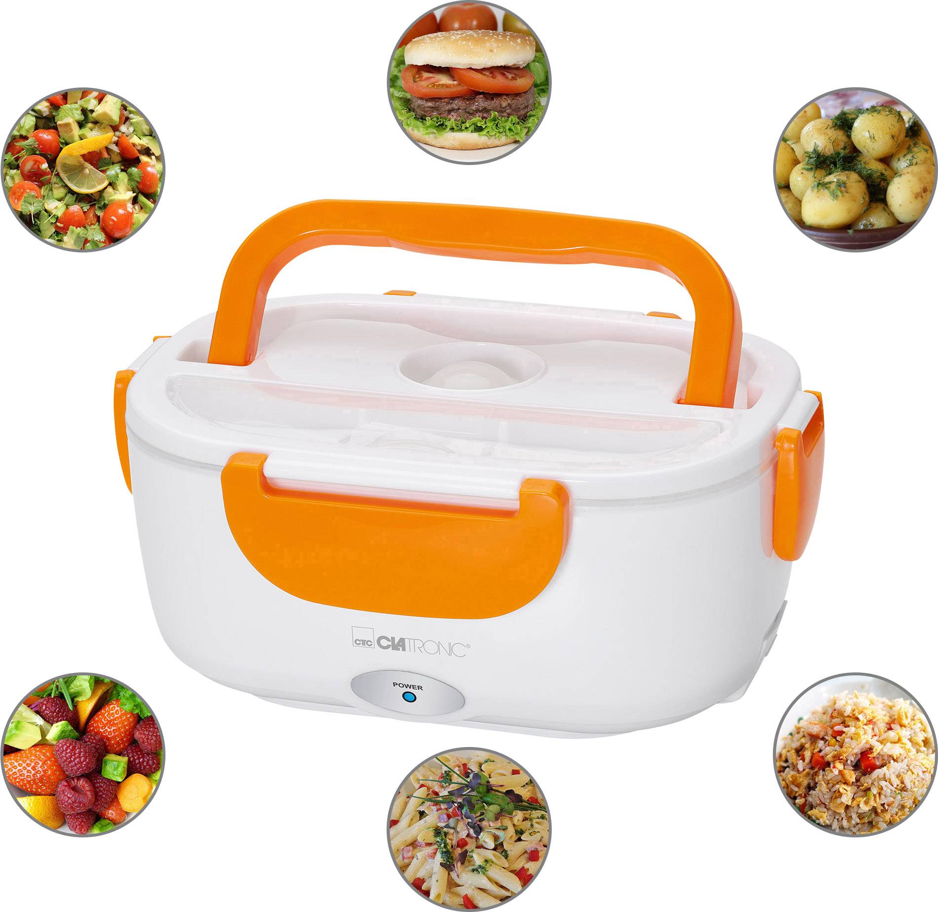 Clatronic LB 3719 263890 Elektrische Lunchbox Weiß, Orange
