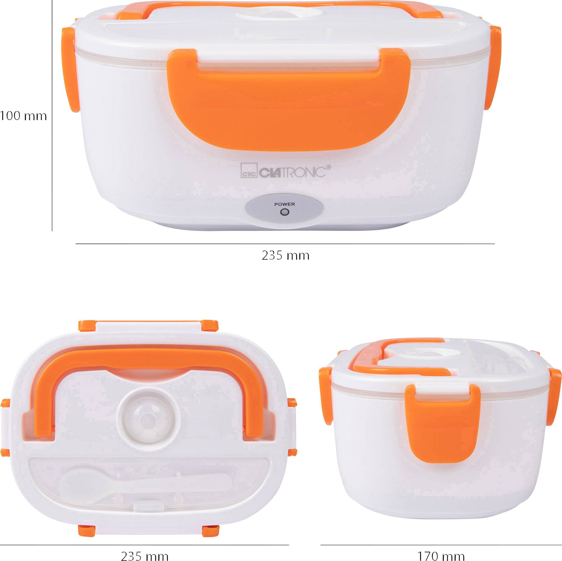 Clatronic LB 3719 263890 Elektrische Lunchbox Weiß, Orange