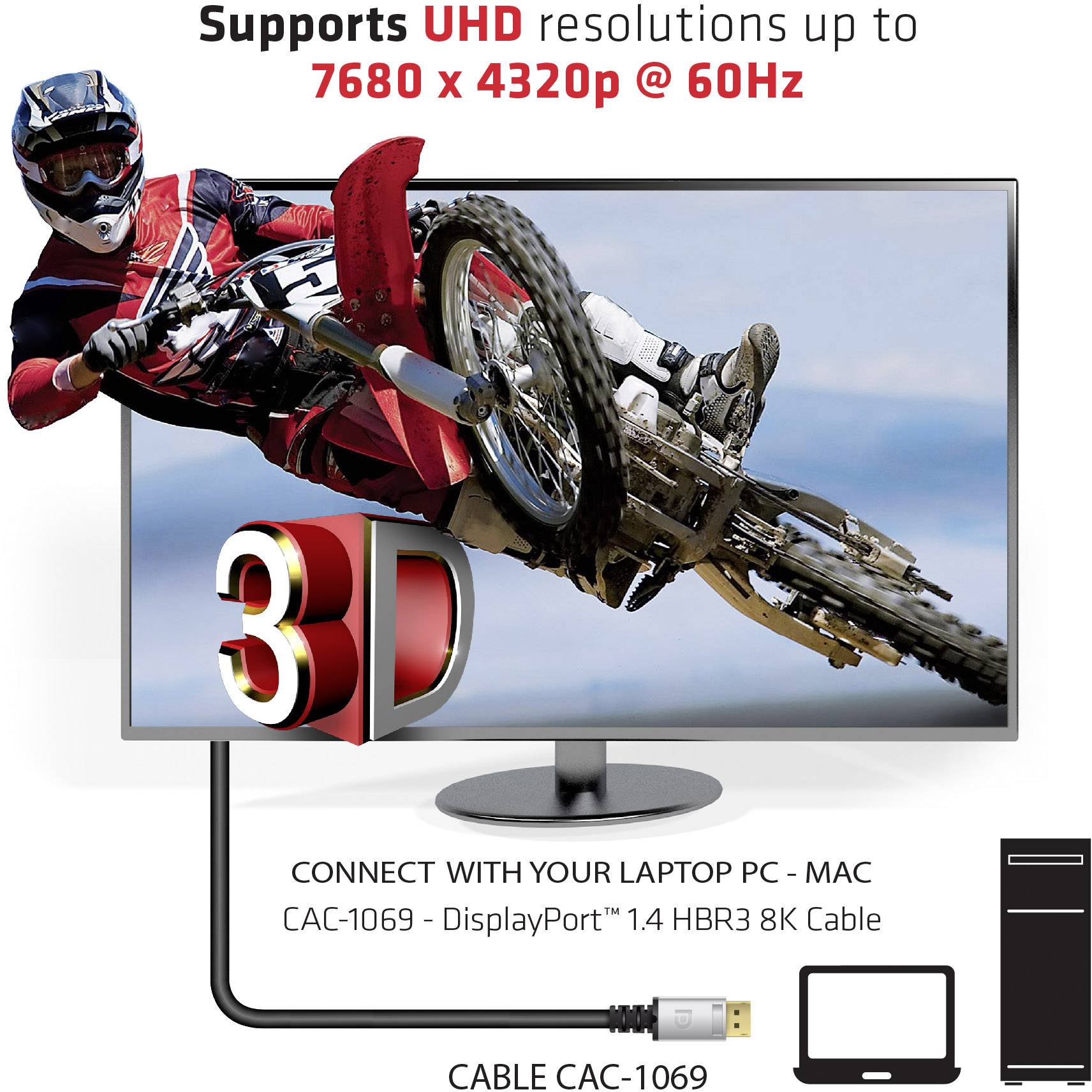 club3D DisplayPort Anschlusskabel 4.00 m CAC-1069 DisplayPort-Kabel