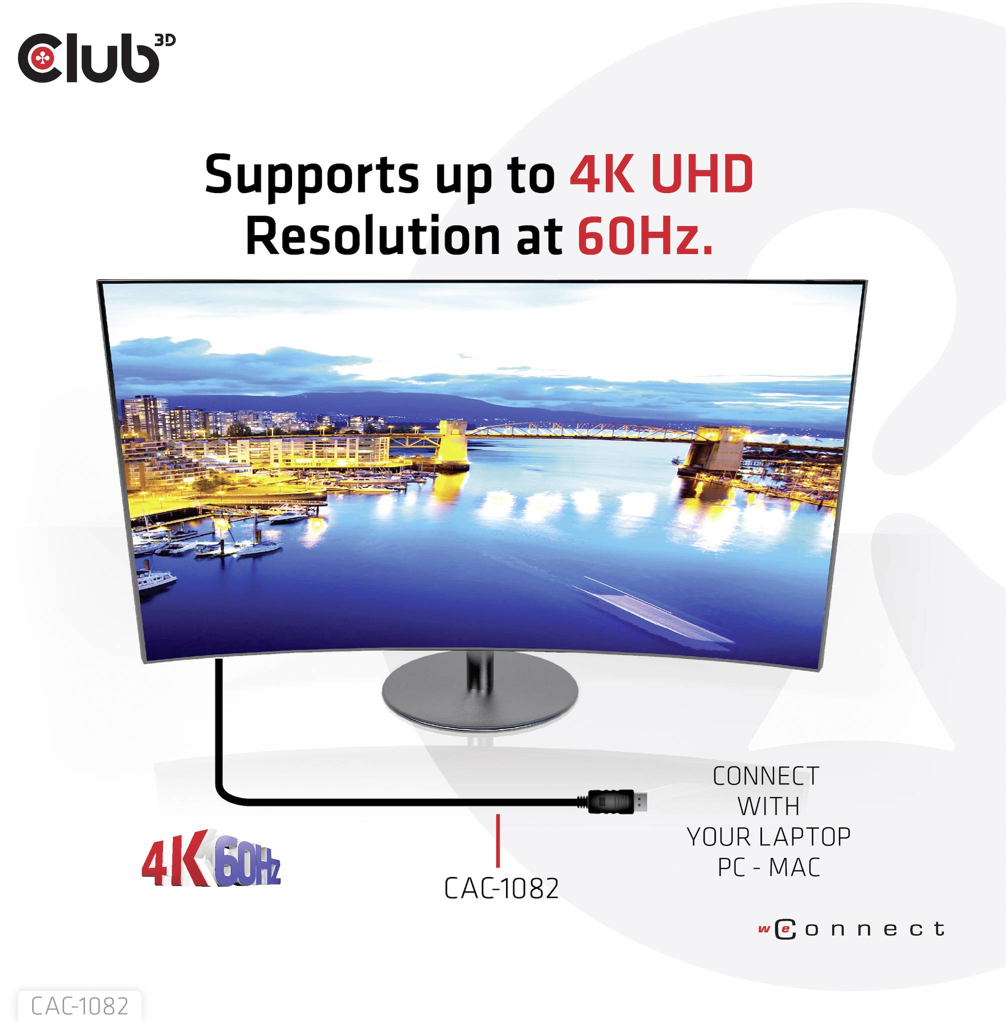Club3D DisplayPort / HDMI Adapterkabel DisplayPort Stecker, HDMI-A Stecker 2.00 m Silber CAC-1082 D