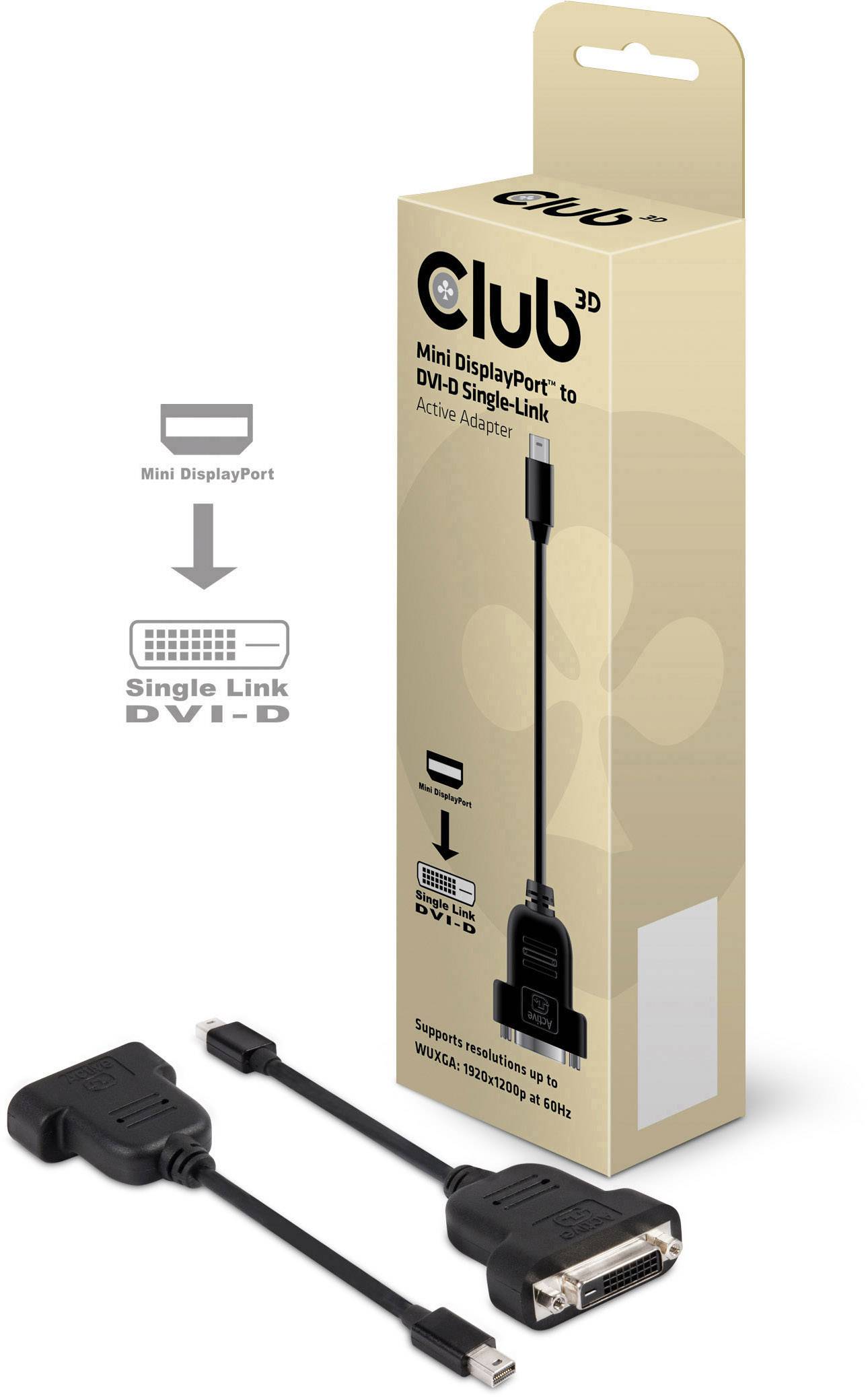 Club3D Mini-DisplayPort / DVI Adapterkabel Mini DisplayPort Stecker, DVI-D 24+1pol. Stecker 0.10 m