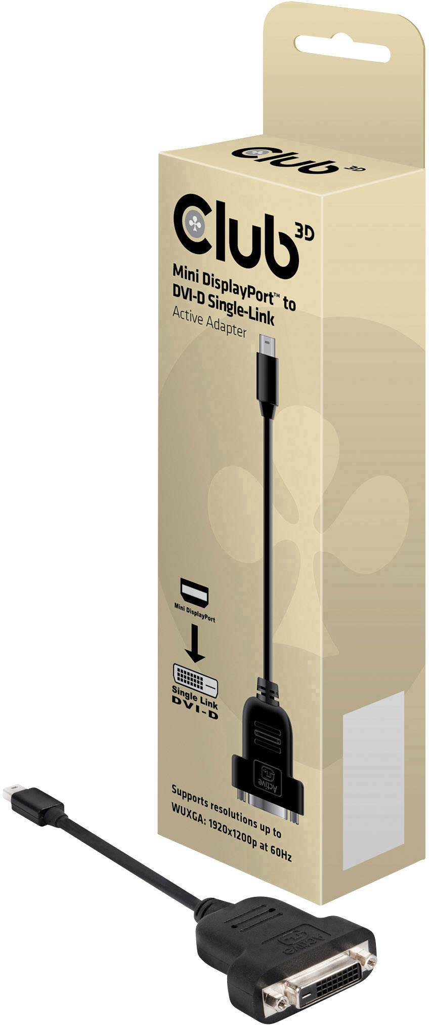 club3D Mini-DisplayPort / DVI Adapterkabel Mini DisplayPort Stecker, DVI-D 24+1pol. Stecker 0.10 m Schwarz CAC-1152 Halogenfrei, Flammwidrig